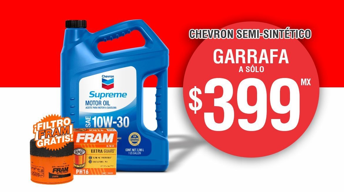 Garrafa de aceite CHEVRON + Filtro GRATIS