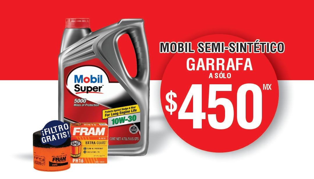 Garrafa de aceite MOBIL + filtro GRATIS