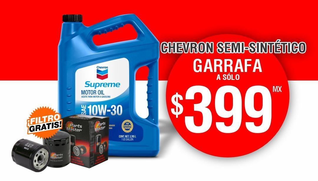 Garrafa de aceite CHEVRON + Filtro GRATIS